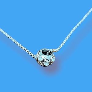 Silver tone black white bead woman necklace